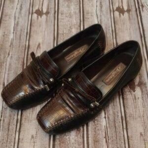 Brighton Kent Croc Embossed Leather  Loafers - Size 7